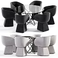 Modern Black and Gray Table Chair Set With Glass Top and Stylish Design Chairs