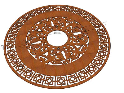 Intricate Circular Garden Ornament With Openwork Carved Patterns And Central Circle 3d model