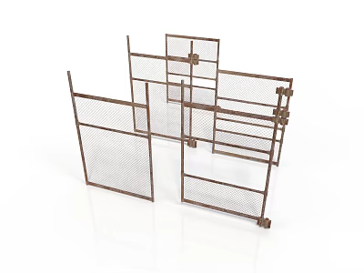 Industrial Metal Scene Component Structure With Grid Panels And Frames 3d model