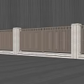 Modern Feature Wall With Vertical Slats And Central White Separating Pillar 3d model