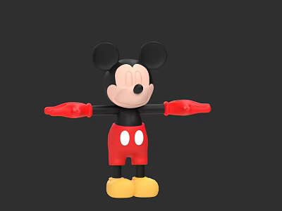 Mickey Mouse Plush Figure With Black Ears Red Gloves Red Shorts And Yellow Shoes 3d model