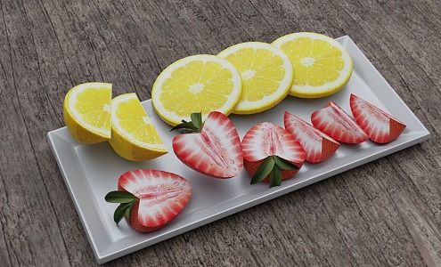 orange strawberry fruit plate 3d model