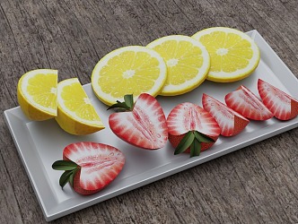 orange strawberry fruit plate 3d model