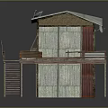Rustic Wooden Stilt House With Elevated Deck Green Roof Windows And Staircase