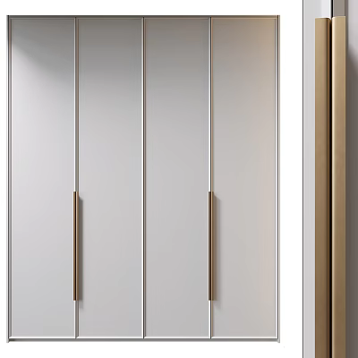 Sleek Modern Wardrobe Design With Minimalist Lines And Gold Metal Handles 3d model