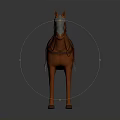 Orange Horse With Silver Bridle And Red Saddle On Gray Background