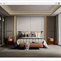 Modern Bedroom Interior Design With Large Bed Headboard Nightstands Bed Bench And Rug