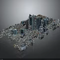 Detailed Modern Urban City 3D Model with High Rise Buildings and Architecture