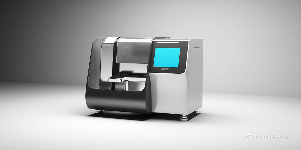 Smart Machine With Modern Silver And Black Exterior And Blue Screen 3d model 