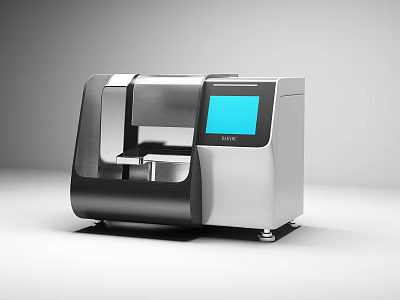 Smart Machine With Modern Silver And Black Exterior And Blue Screen 3d model