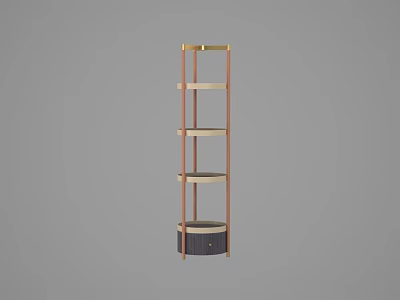 Modern Wine Cabinet With Gold Frame Multi Tiered Shelves And Bottom Drawer 3d model