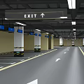Spacious Underground Parking Lot With Exit Sign Pillars Lane Markings And Directional Arrows