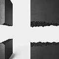 Modern Concrete Room Divider With Rough Textured Edges And Black Finish