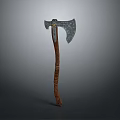 Medieval Battle Axe With Metal Head And Wooden Textured Handle