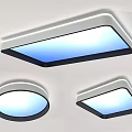 Modern Ceiling Lights with Rectangular and Round Designs Blue White Lighting