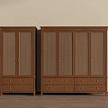 Vintage Solid Wood Wardrobe Sets With Rattan Woven Doors And Spacious Practical Bottom Storage Drawers