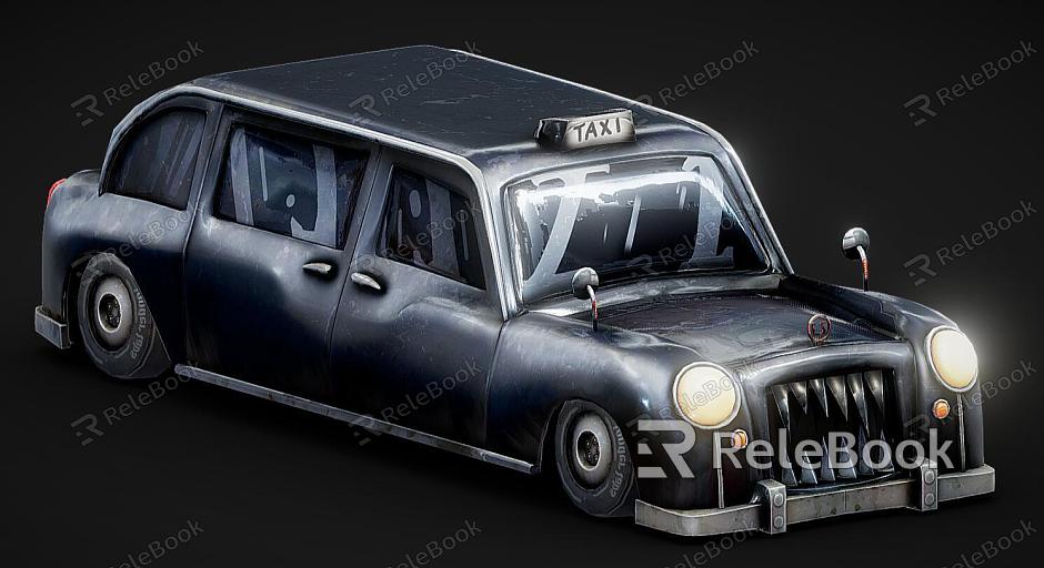 Classic car car cartoon car hand-painted car stylized car taxi model