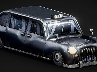 Classic cartoon car hand-painted car stylized car taxi 3d model