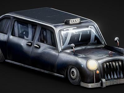 Classic cartoon car hand-painted car stylized car taxi model