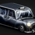 Vintage Black Taxi Car With Classic Grille Headlights And Roof TAXI Sign