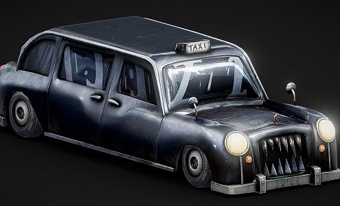 Classic cartoon car hand-painted car stylized car taxi 3d model