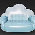 Inflatable Cloud Shaped Unusual Sofa with Light Blue and White Design 3d model