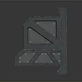 Black Scene Component With Structural Bracket Panel And Geometric Design Elements