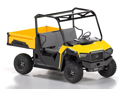Rugged Yellow Black Off Road UTV with Open Cab Cargo Bed and Black Frame 3d model