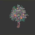 Healthy Orange Tree With Dense Green Leaves And Fresh Ripe Orange Fruits