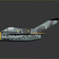 Detailed Military Airplane Design With Blue Green Camouflage Paint Yellow Wings And Nose