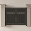Black Double Doors With Sleek Decorative Columns In Modern Exterior Design