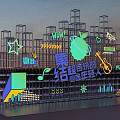 Vibrant Modern Creative Neon Architectural Structure for Youth Community Gathering