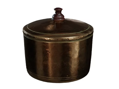 Copper Kitchen Storage Container With Decorative Rim And Top Handle 3d model