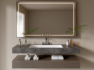 Modern Bathroom Cabinet Bathroom Counter Basin Bathroom Ornaments Mirror Cabinet Sink 3d model