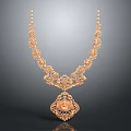 Elegant Golden Filigree Necklace With Intricate Design And Central Ornate Pendant