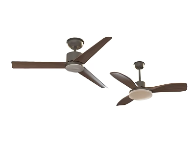 Two Modern Ceiling Chandeliers With Wooden Blades And Metal Base For Living Room 3d model