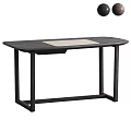 Modern Office Desk With Dark Wooden Tabletop And Light Beige Writing Pad