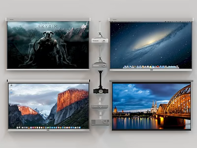 Projection Monitoring In A Setup With Four Screens And Projectors 3d model
