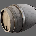 Rustic Wooden Barrel With Metal Hoops And Distressed Texture Design