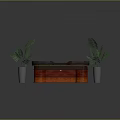 Sports Equipment Green Table Top With Wooden Frame And Decorative Palm Plants In White Vases