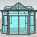 Other Glass Structure With Double Doors Windows And Triangular Roof Design 3d model