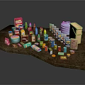 Assorted Food And Beverage Packages With Bottles Cans And Boxes On Brown Surface