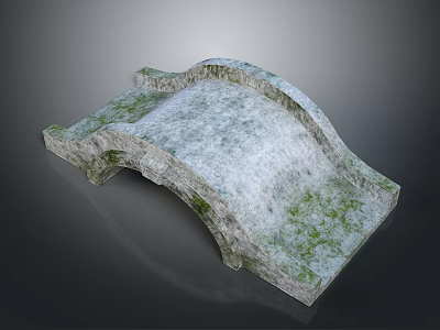 3D Model of Moss Covered Stone Arch Bridge with Natural Stone Texture 3d model