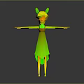 Female Character With Animal Ears Standing In White Dress Arms Outstretched