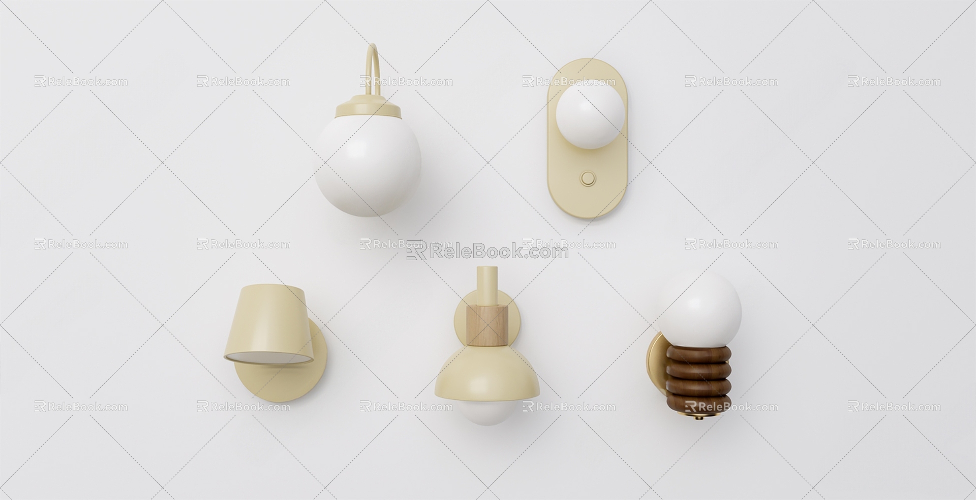 Nordic Style Cream Wall Lamp 3d model