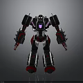 Black Red Silver Mechanical Robot With Spiked Arms Legs And Purple Emblem