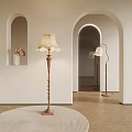 Elegant Floor Lamp in Minimalist Interior with Arched Doorway and Decorative Niche