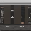 Modern Minimalist Custom Wooden Walk In Wardrobe With Glass Doors And Built In Warm Lighting