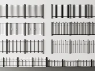 Modern wrought iron railing fence 3d model