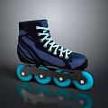 Modern High Top Striped Roller Skates With Light Blue Laces And Blue Wheels